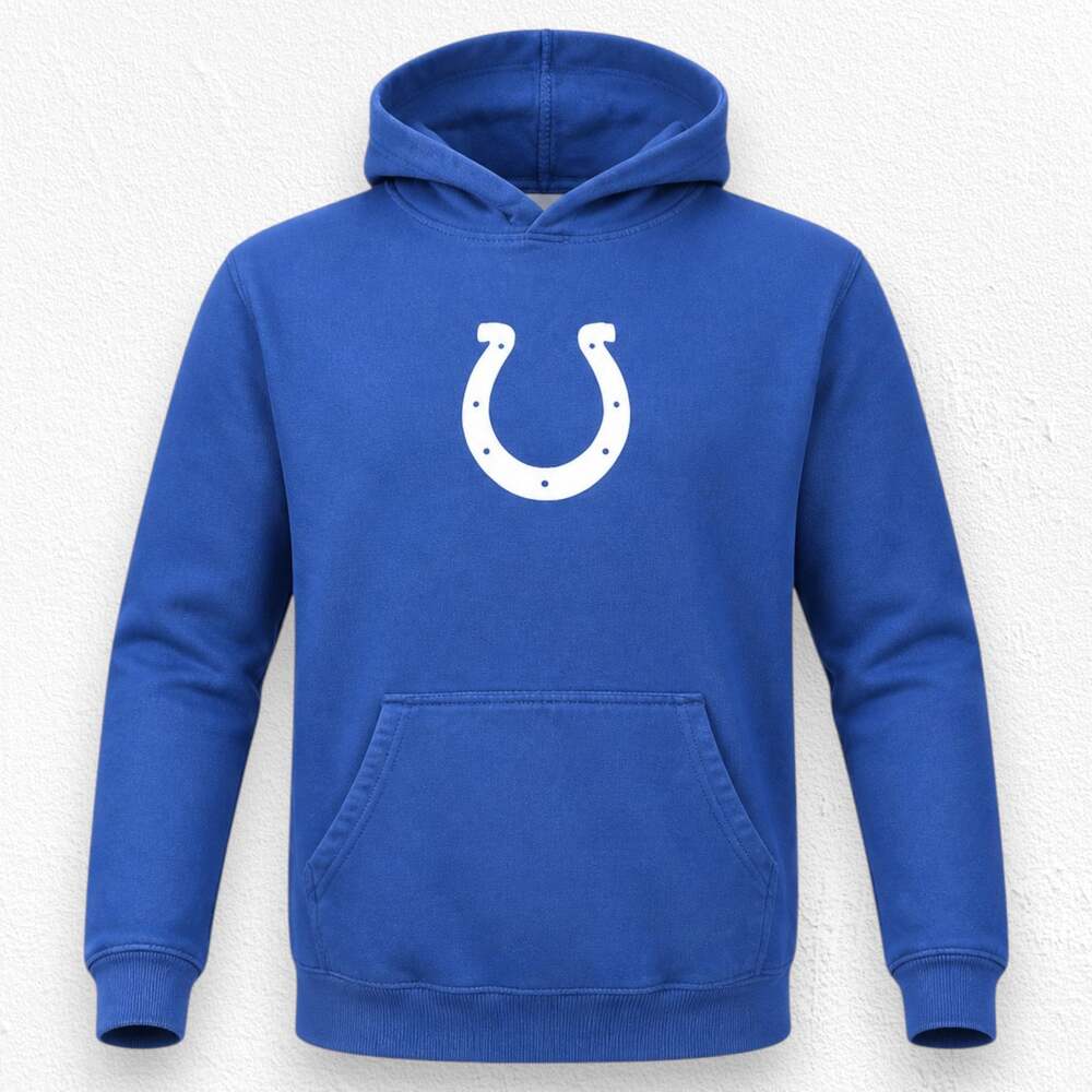 Y2K Reebok Indianapolis Colts Hoodie Blue Horseshoe Pullover Size Small Mens